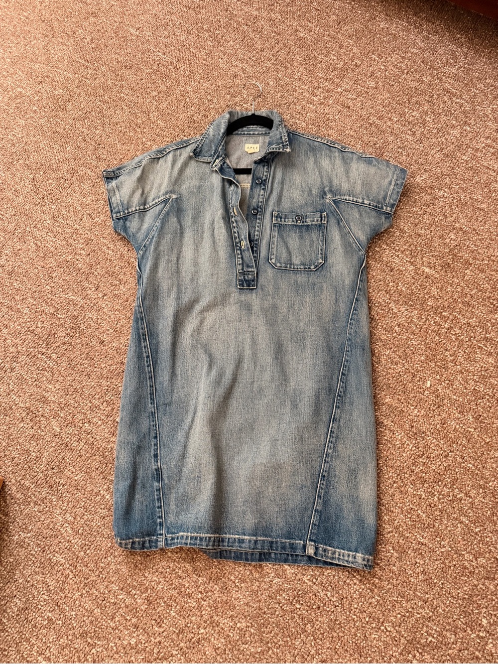 Able Light Wash Denim Polo Mini Dress